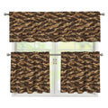 Desert Tiger Stripe Camouflage Print 3 Piece Kitchen Curtains