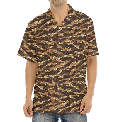 Desert Tiger Stripe Camouflage Print Aloha Shirt