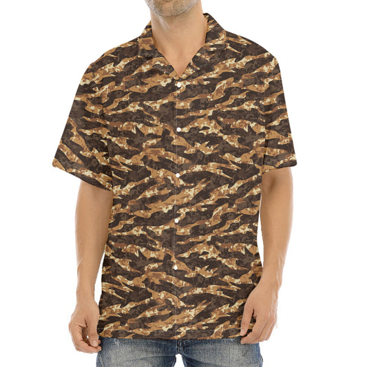 Desert Tiger Stripe Camouflage Print Aloha Shirt