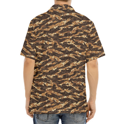 Desert Tiger Stripe Camouflage Print Aloha Shirt