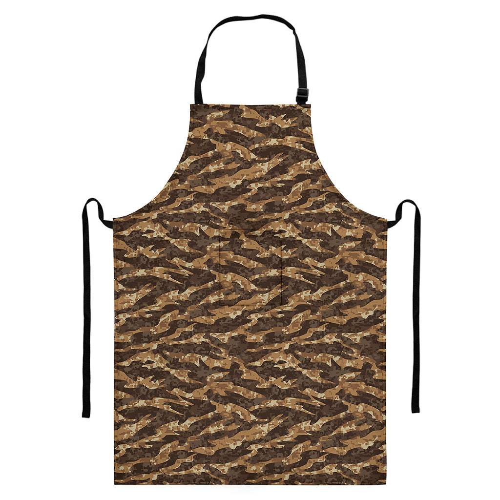 Desert Tiger Stripe Camouflage Print Bib Apron With Pocket