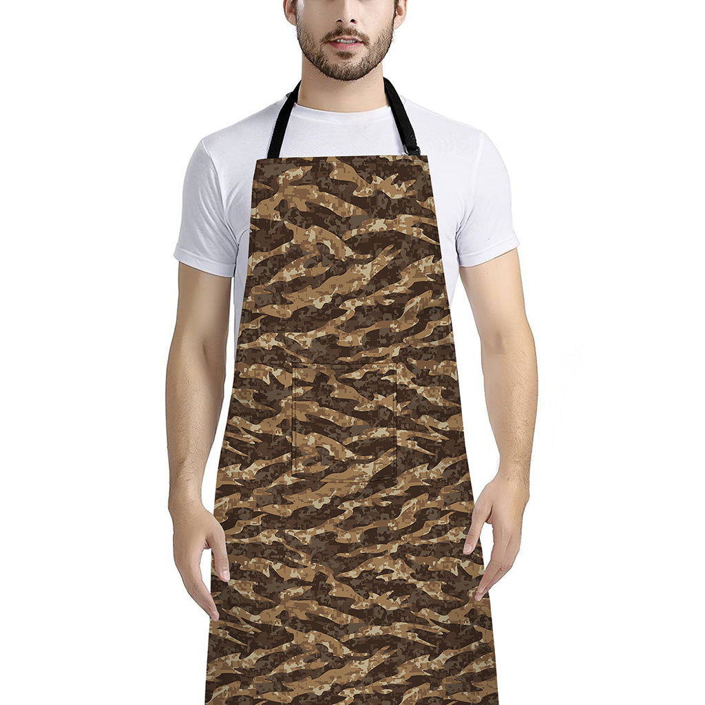 Desert Tiger Stripe Camouflage Print Bib Apron With Pocket