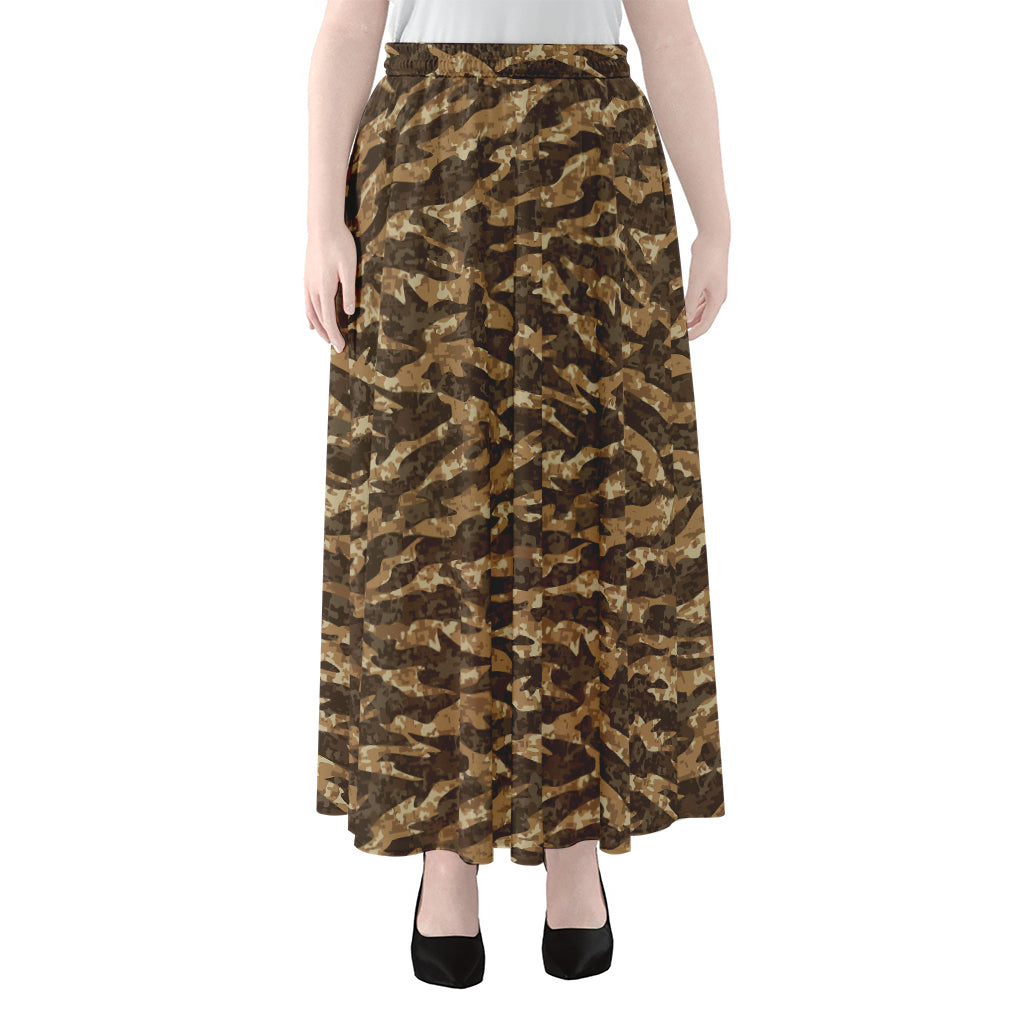 Desert Tiger Stripe Camouflage Print Chiffon Maxi Skirt