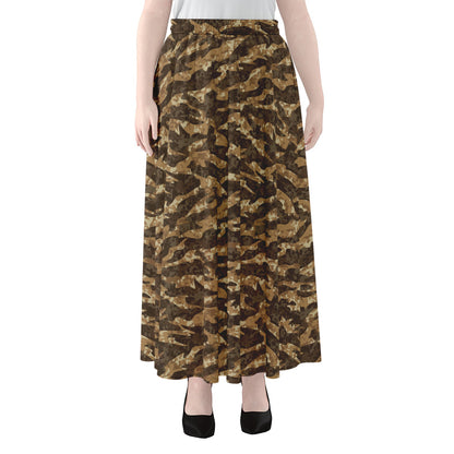 Desert Tiger Stripe Camouflage Print Chiffon Maxi Skirt