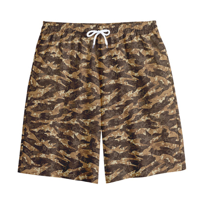 Desert Tiger Stripe Camouflage Print Cotton Shorts