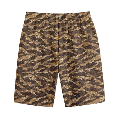 Desert Tiger Stripe Camouflage Print Cotton Shorts