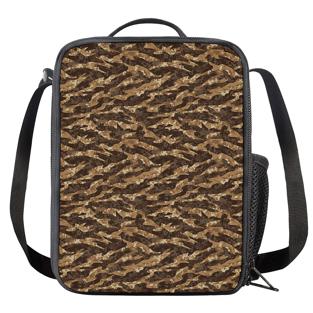 Desert Tiger Stripe Camouflage Print Crossbody Lunch Bag