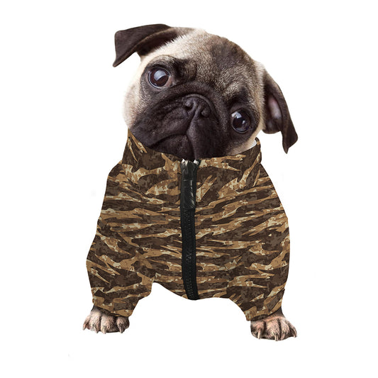 Desert Tiger Stripe Camouflage Print Dog Zip Up Jacket