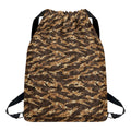 Desert Tiger Stripe Camouflage Print Drawstring Backpack