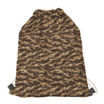 Desert Tiger Stripe Camouflage Print Drawstring Bag