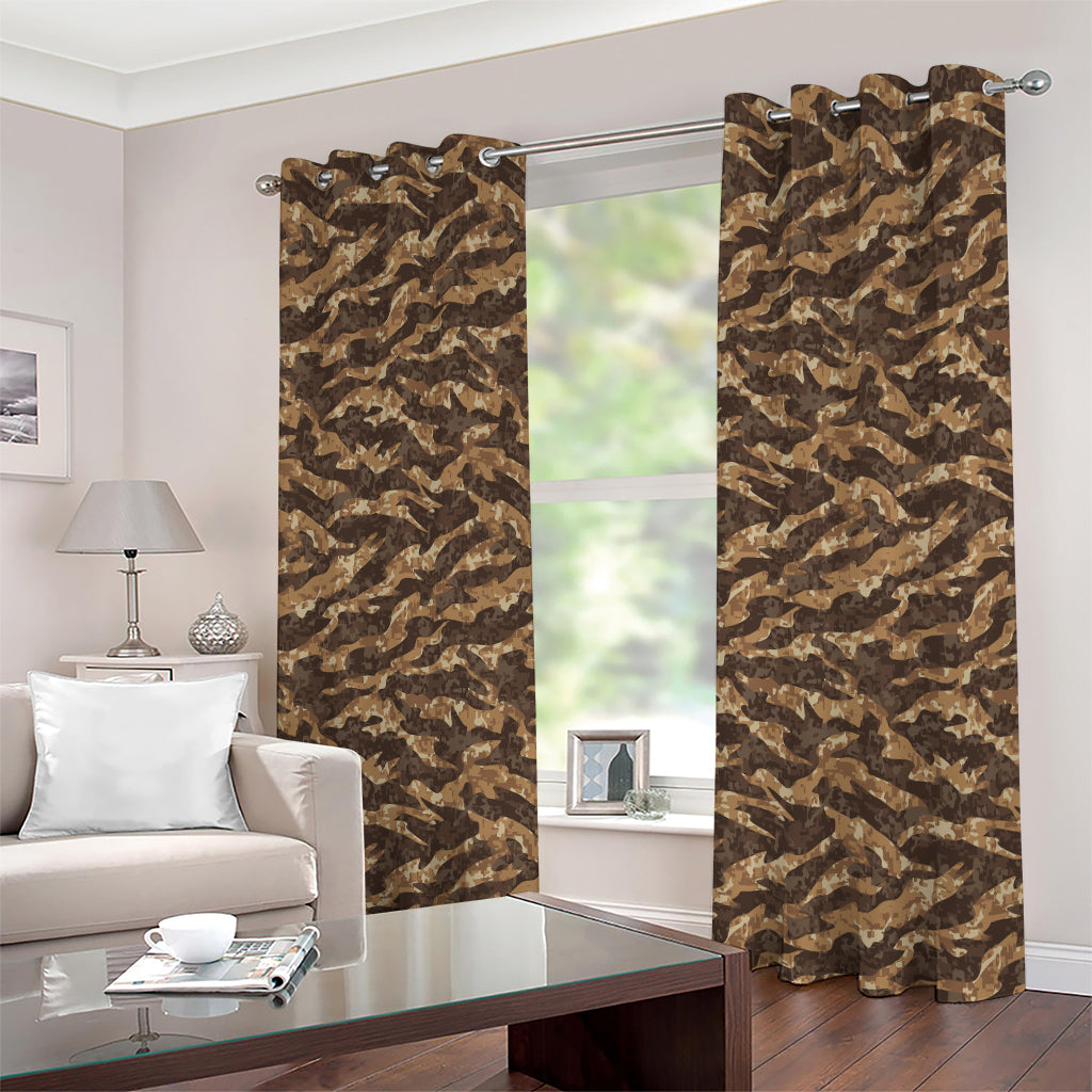 Desert Tiger Stripe Camouflage Print Extra Wide Grommet Curtains