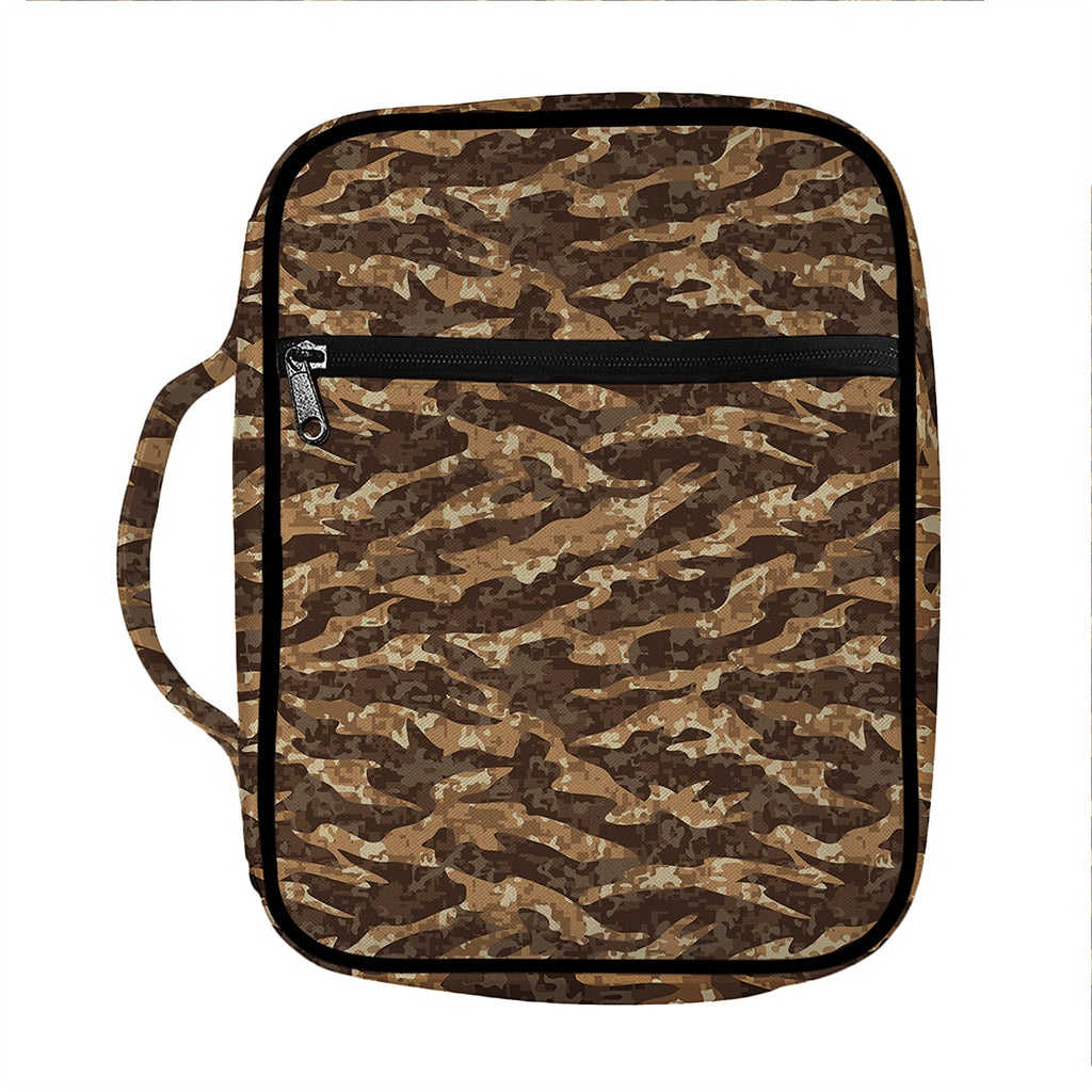 Desert Tiger Stripe Camouflage Print Front Pocket Bible Bag