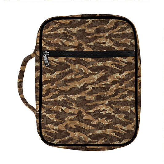 Desert Tiger Stripe Camouflage Print Front Pocket Bible Bag