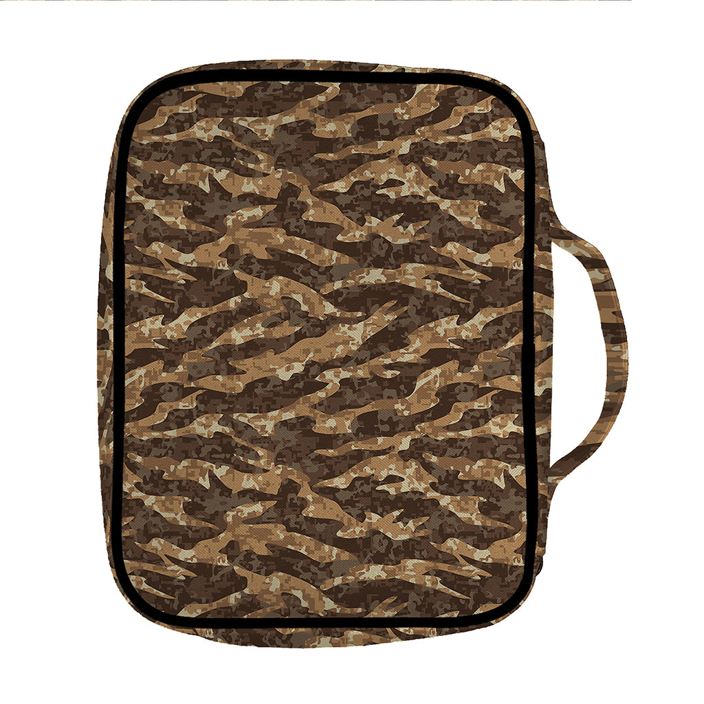Desert Tiger Stripe Camouflage Print Front Pocket Bible Bag