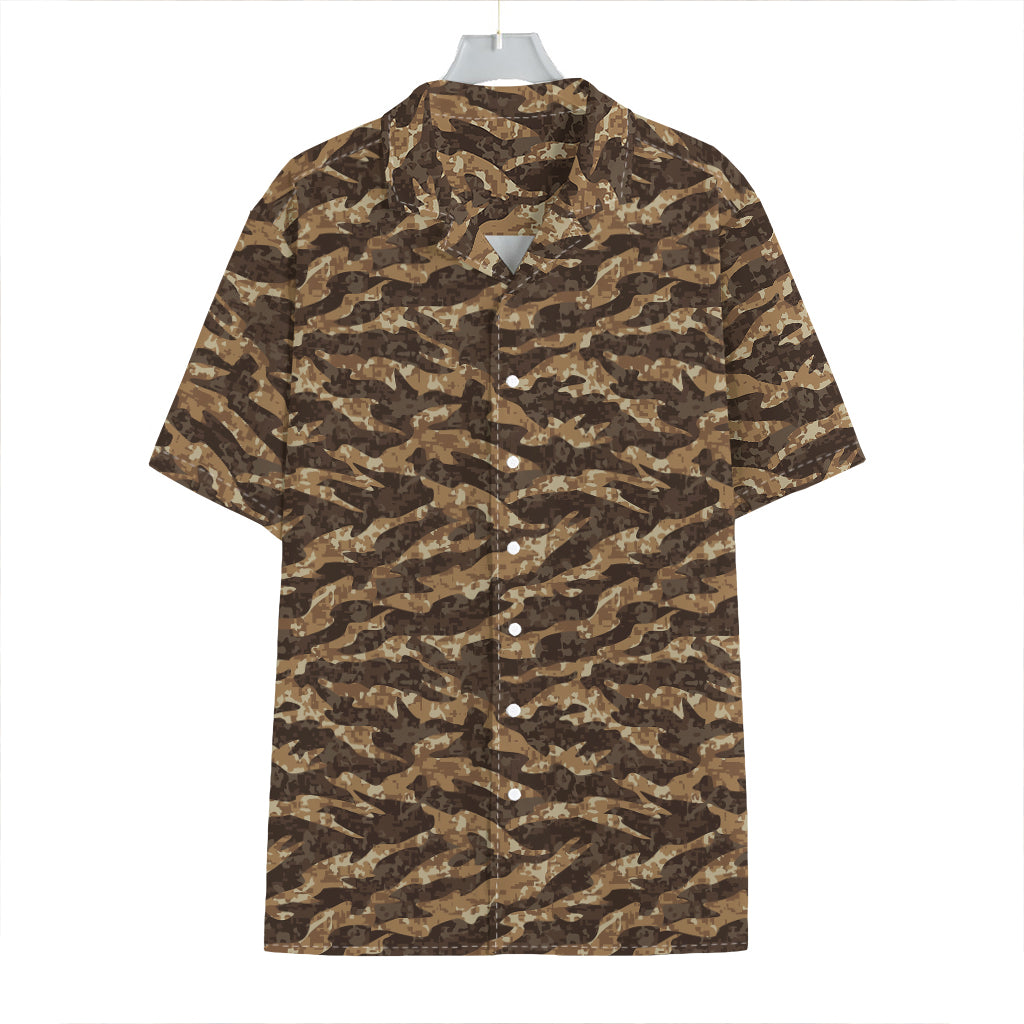 Desert Tiger Stripe Camouflage Print Hawaiian Shirt