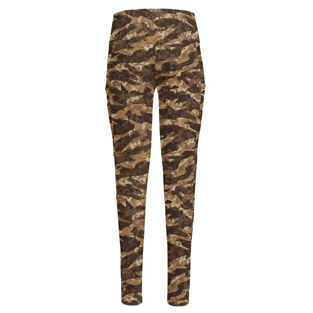 Desert Tiger Stripe Camouflage Print High-Waisted Pocket Leggings