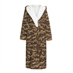 Desert Tiger Stripe Camouflage Print Hooded Bathrobe