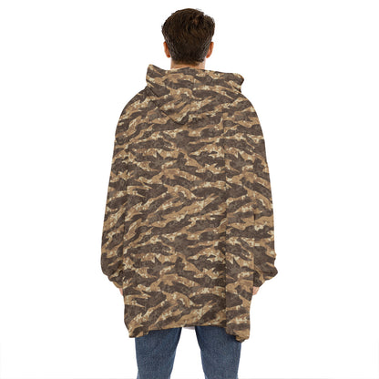 Desert Tiger Stripe Camouflage Print Hoodie Blanket