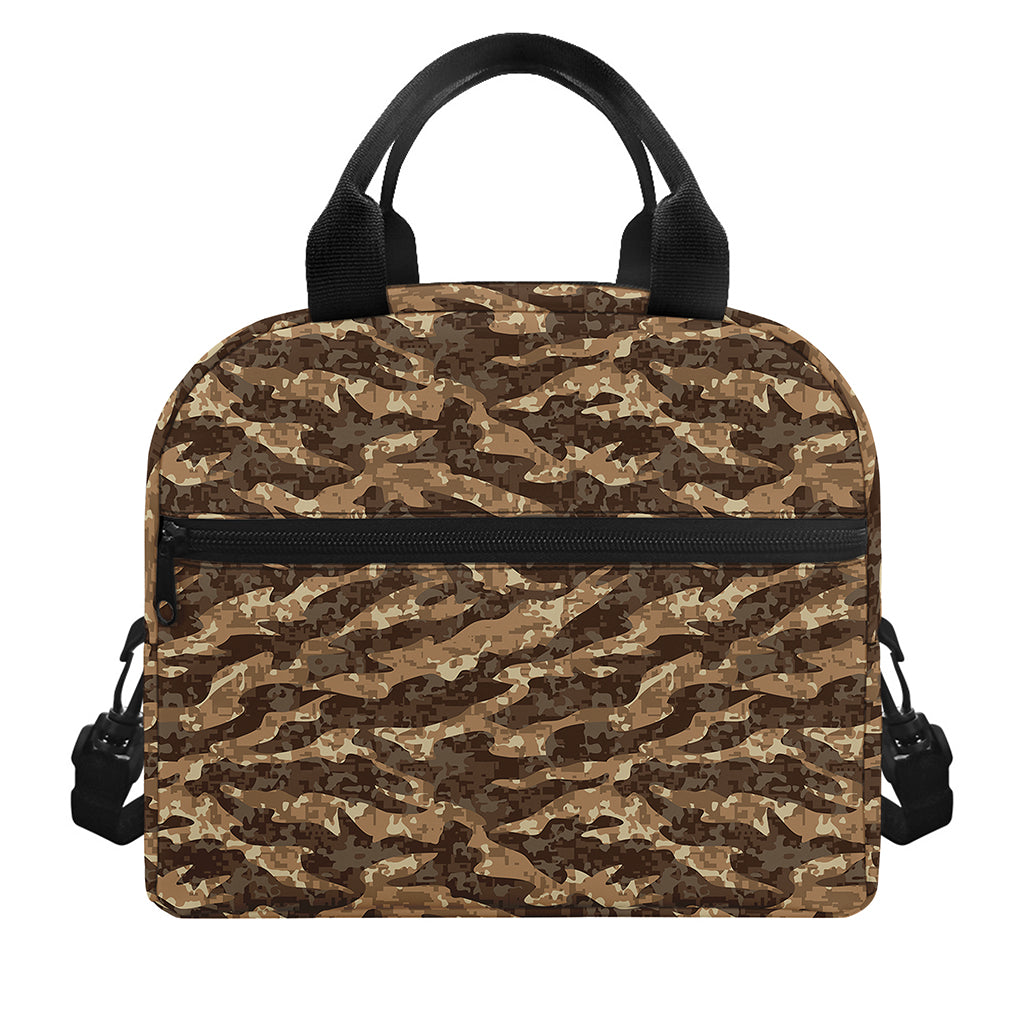 Desert Tiger Stripe Camouflage Print Insulated Lunch Bag
