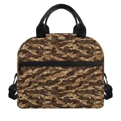Desert Tiger Stripe Camouflage Print Insulated Lunch Bag