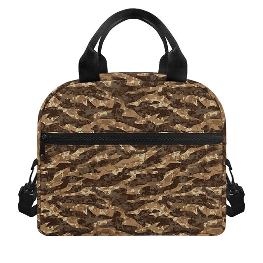 Desert Tiger Stripe Camouflage Print Insulated Lunch Bag