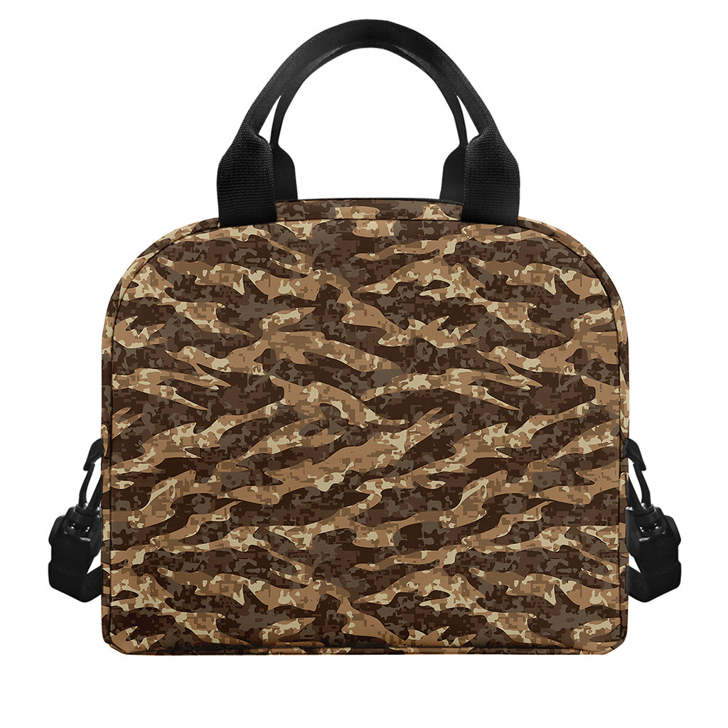 Desert Tiger Stripe Camouflage Print Insulated Lunch Bag