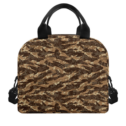 Desert Tiger Stripe Camouflage Print Insulated Lunch Bag