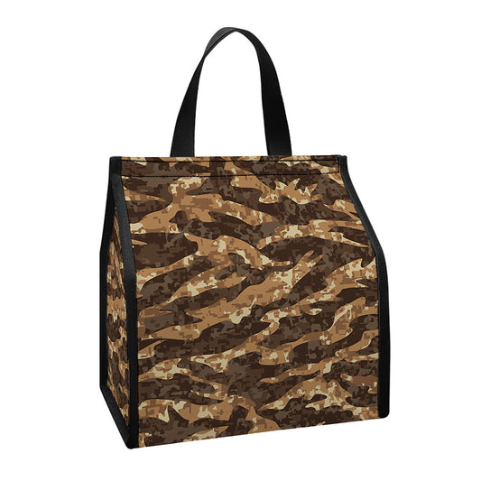 Desert Tiger Stripe Camouflage Print Insulated Lunch Tote