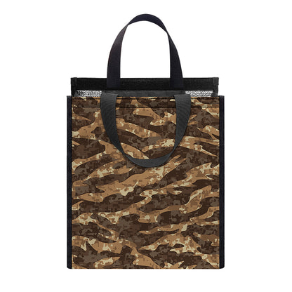 Desert Tiger Stripe Camouflage Print Insulated Lunch Tote