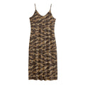 Desert Tiger Stripe Camouflage Print Jersey Midi Cami Dress