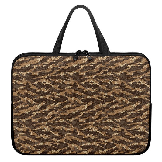 Desert Tiger Stripe Camouflage Print Laptop Sleeve With Handle
