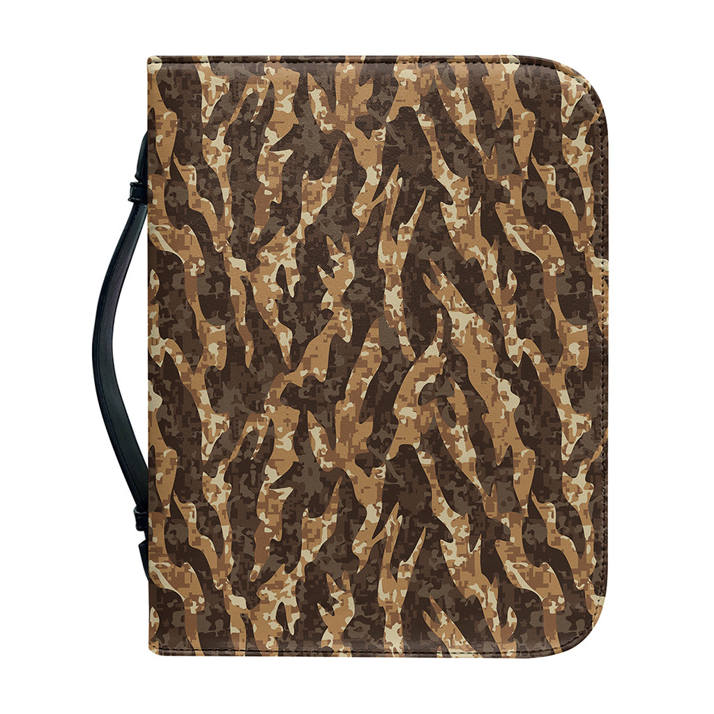 Desert Tiger Stripe Camouflage Print Leather Bible Cover