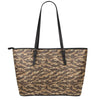 Desert Tiger Stripe Camouflage Print Leather Tote Bag