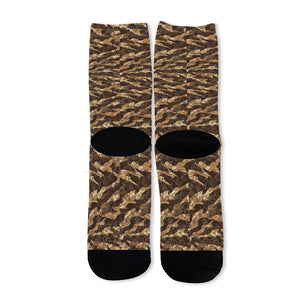 Desert Tiger Stripe Camouflage Print Long Socks