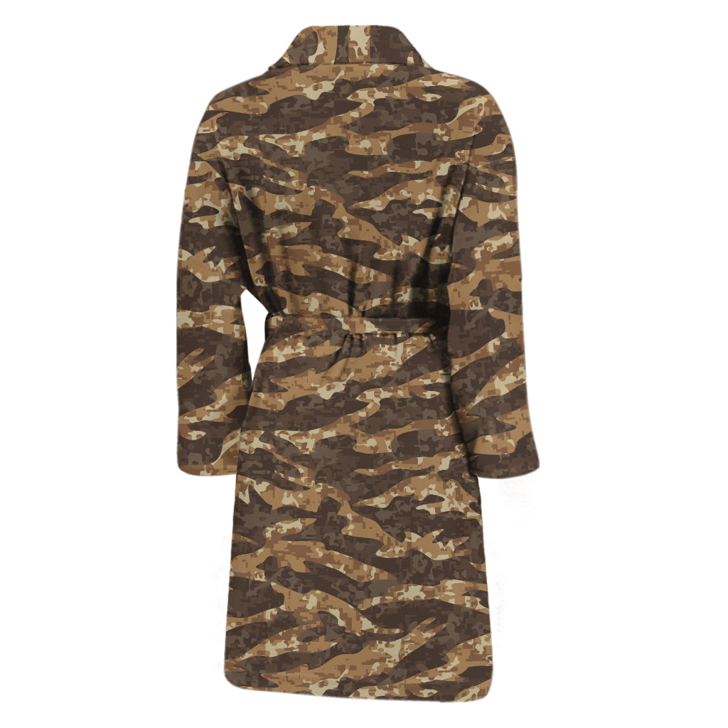 Desert Tiger Stripe Camouflage Print Men's Bathrobe