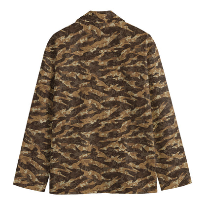 Desert Tiger Stripe Camouflage Print Men's Blazer