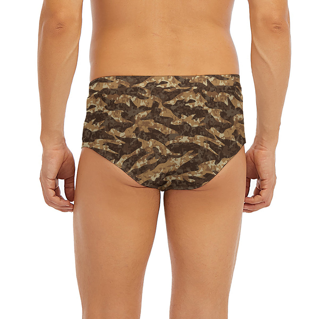 Desert Tiger Stripe Camouflage Print Men's Briefs