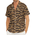 Desert Tiger Stripe Camouflage Print Men's Deep V-Neck Shirt