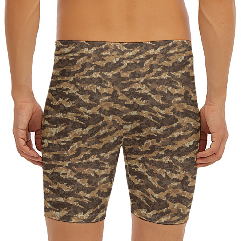 Desert Tiger Stripe Camouflage Print Men's Long Boxer Briefs