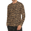 Desert Tiger Stripe Camouflage Print Men's Long Sleeve Rash Guard