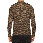 Desert Tiger Stripe Camouflage Print Men's Long Sleeve Rash Guard