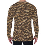 Desert Tiger Stripe Camouflage Print Men's Long Sleeve T-Shirt