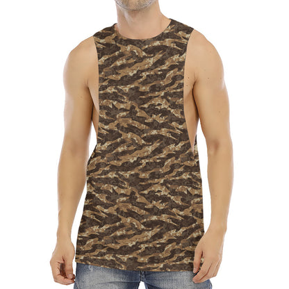 Desert Tiger Stripe Camouflage Print Men's Muscle Tank Top