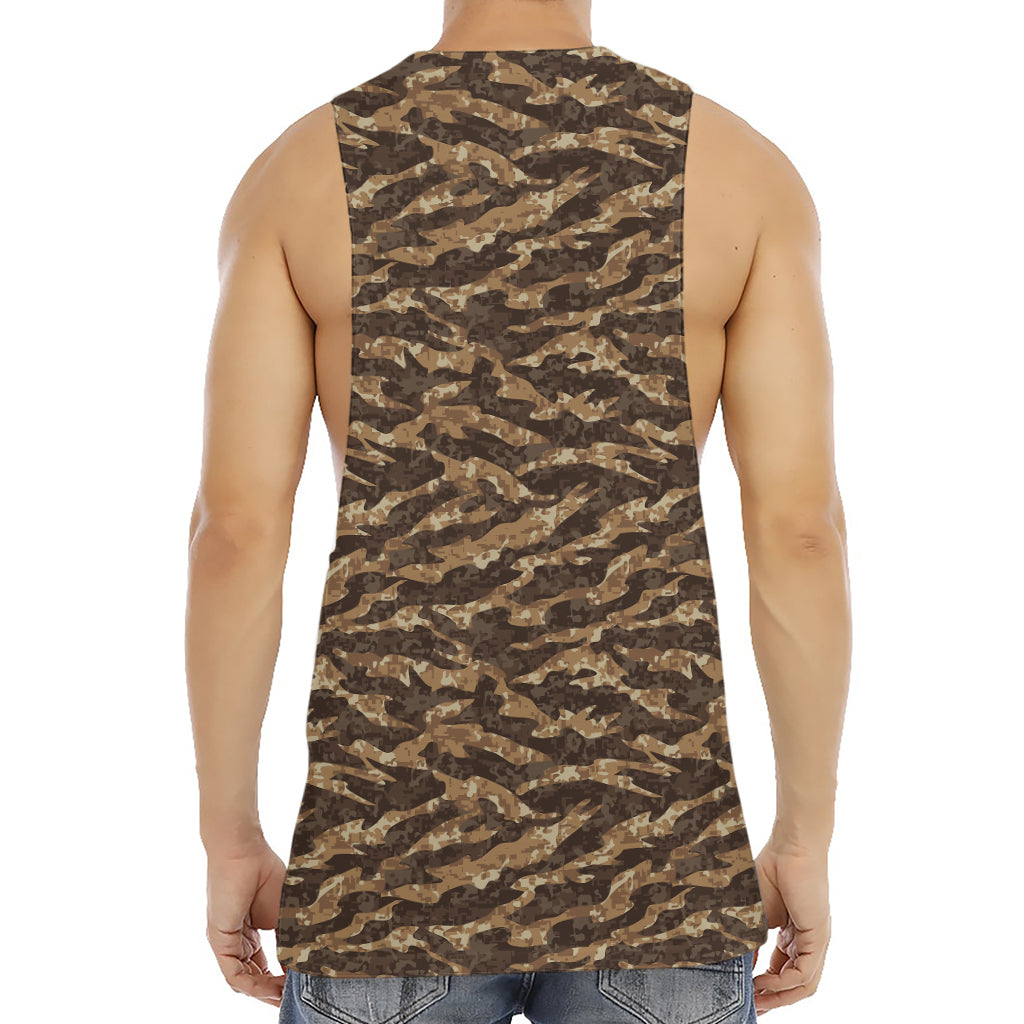Desert Tiger Stripe Camouflage Print Men's Muscle Tank Top