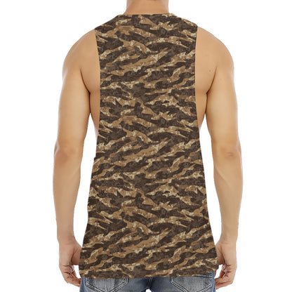 Desert Tiger Stripe Camouflage Print Men's Muscle Tank Top
