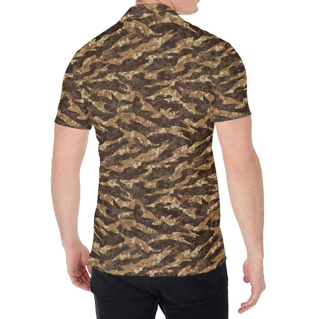 Desert Tiger Stripe Camouflage Print Men's Shirt