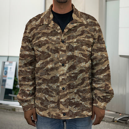 Desert Tiger Stripe Camouflage Print Men's Shirt Jacket