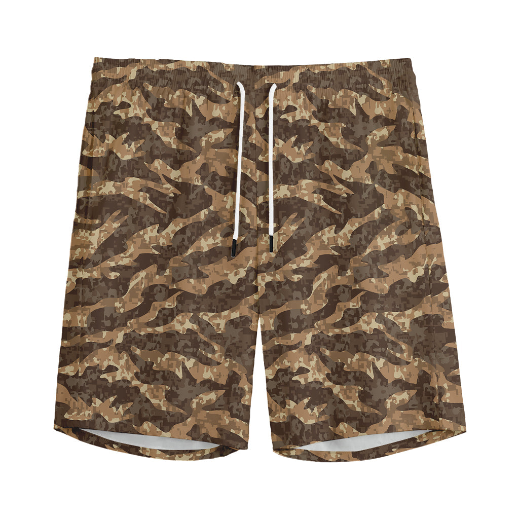 Desert Tiger Stripe Camouflage Print Men's Sports Shorts