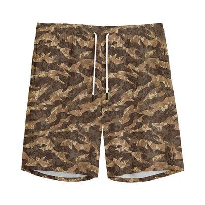 Desert Tiger Stripe Camouflage Print Men's Sports Shorts
