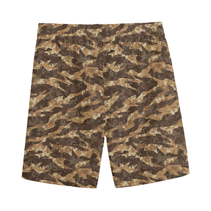Desert Tiger Stripe Camouflage Print Men's Sports Shorts